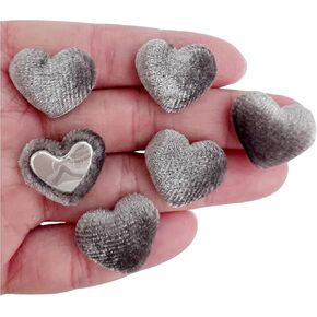 PEPPERLONELY 50PC Velvet Fabric Cloth Covered Heart Shape Flat Back Buttons 15x17mm, Light Green