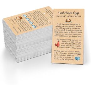 200 PCS Fresh Farm Egg Handling Instruction Cards, Double-sided Printing Egg Carton Stamp Bulk with Washed/Unwashed Fresh Egg Care Accessories Card Labels for Farm Fresh Eggs (3.5" x 2")