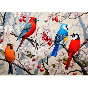 Birds on Branch 1000 Piece Puzzle, Challenging Game for Adults and Families