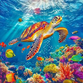 Bgraamiens للأجهزة Sea Sea Turtle-1000 قطعة ألغاز سلحفاة البحر للبالغين 1000 قطعة ، ومواجة الروح بانوراما سلحفاة البحر