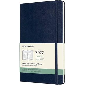 Moleskine Classic 12 Month 2022 Weekly Planner, Hard Cover, Large (5" x 8.25"), Sapphire Blue