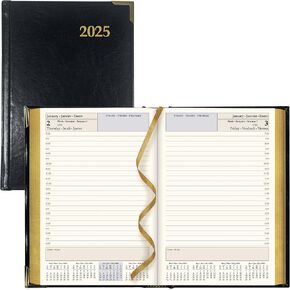 Brownline® 2025 Executive Daily Planner, Appointment Book, 12 Months, January to December, Sewn Binding, 7.125" x 4.875", Black, Trilingual (CBE504-25)