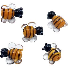5Pcs Bunny Beads Handmade Lampwork Beads Glass Rabbit Beads Glass Spacer Beads Lampwork Glass Beads for Crafts Making