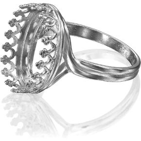 925 Sterling Silver Size 6-9 حلقة فارغة مع 10x14 مم الإطار البيضاوي