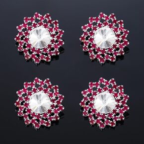 4Pcs Sliver Rhinestone Buttons Crystal Embellishments for Clothing Jewelry Making DIY Decoration Bottons for Sewing Crafts Wedding Bridal (silvery-09)
