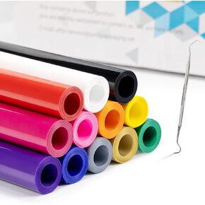 JANDJPACKAGING HTV Heat Transfer Vinyl Bundle - 12" x 5ft HTV Vinyl Rolls for Cricut, Silhouette & Cameo 12Pack Assorted Colors Iron on Vinyl Bundle