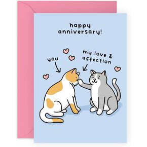 CENTRAL 23 Anniversary Cards For Wife - Cat Anniversary Card For Husband Partner - Cat Gifts For Girlfriend - Cute Anniversary Card For Her - Valentines Day Cards - Comes With Stickers