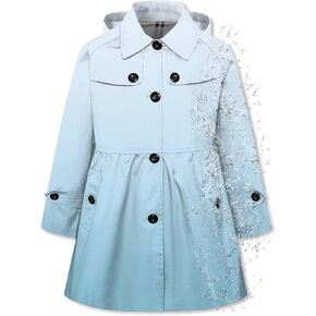 Betusline Girl's Rain Jackets Lightweight Waterproof Hooded Trench Coat Raincoats for Kids,2-14 Years