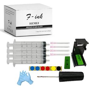 F-ink 6 in 1 Ink Refill Tools Compatible with Hp Inkjet Ink Cartridges 67XL 662XL 664XL 60XL 61XL 62XL 63XL 64XL 65XL 92XL 94XL 901XL 21XL 22XL 27XL 28XL 56XL 57XL 58XL 74XL 75XL 650XL 703XL 704XL