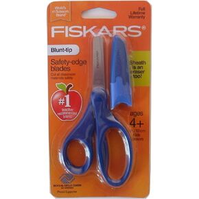 Fiskars Safety-Edge Pointed-tip Kids Scissors - 5 inches - Blue - Includes Blade Cover