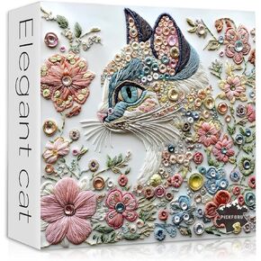 Impossible Cat Puzzles for Adults 1000 Pieces，PICKFORU Kitten Flower Puzzle Unique Art, Beauty Animal Kitty Cat Jigsaw Puzzle Floral, Colorful Hard Challenging Puzzle