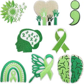 16Pcs Assorted Bow Ribbon Embroidered Iron On Embroidery Patches, Breast Cancer Awareness Sew On Patches, Caring for Women Applique for Bag Clothes Hat Jacket