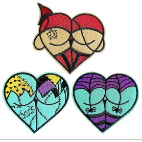 3 Pcs Heart Buttock Embroidered Patches Applique Iron on or Sew on Patches for Clothing Jackets T-Shirt Backpacks.……