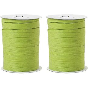حزمة من 2 Raffia Ribbon Rolls 200 ياردة لتغليف وتزيين Kraft (Orange)