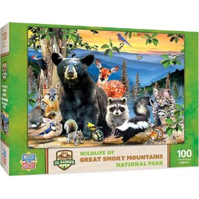 MasterPieces – 100 Piece Jigsaw Puzzle for Kid 6+ Years, Wildlife of Great Smoky Mountains National Park, Educational and Fun Game, Gift Idea for Children, 19" x 14"