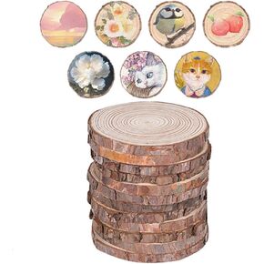 10Pcs Natural Wood Slices, 4.2-4.7 Inch Unfinished Wood Circles Round Wood Discs for Arts DIY Crafts, Paintings,Wedding Decoration Centerpieces (10 Pcs 4.2-4.7 Inches)