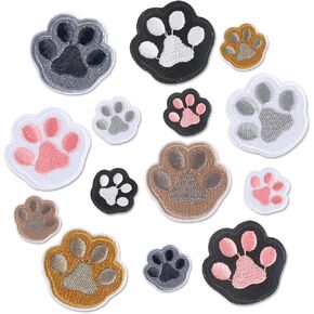 14 PCS Dog Paw Patches Iron on Paw Print Patches Patches Self Reshesive Pet Cat Dog Thorpirets Cute Contrual على بقع Pet Paw Diy Craft Patches Animal Iron on Patches for Hats Bags Jackets