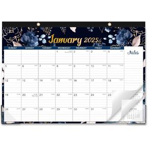 2025 Calendar - Desk Calendar 2025, January 2025 - December 2025, 17'' x 12'', 12 Months Calendar 2025 Planner with Cutting Lines, Corner Protector, Note Section for Daily Organization