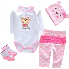 Reborn Baby Dolls Clothes 20 inch Outfit Accessories Princess Dress 5pcs Set for 17-23 Inch Reborn Doll Newborn Girl&Boy Clothing Set【Super Cute White Dress 5pcs Set 】