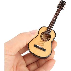 Miniature Guitar Model Decor, Miniature Wooden Guitar Model Display Mini Musical Ornaments Craft Home Decor for Dollhouse Accessories Model Home Decoration