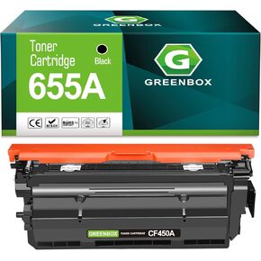 GREENBOX Compatible 655A High Yield Toner Cartridge Replacement for HP 655A CF450A for Color Enterprise M652n M652 M653dh M653x M653 MFP M681dh M681f M681 M682z Printer (12,500 Pages, 1 Black)