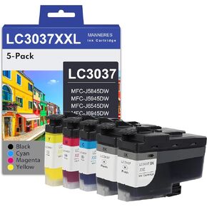 LC3037 XXL Super High Yield Ink Cartridge (5-Pack, 2BK/1C/1M/1Y) - Compatible for Brother LC3037 Ink Cartridges Replacement for Brother Ink LC3037 MFC-J5845DW MFC-J5945DW MFC-J6545DW MFC-J6945DW