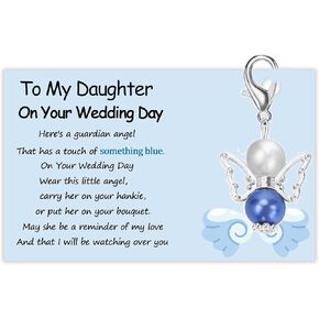 MKISHINE To My Daughter Card On Your Wedding Day Wedding Memorial, Memorial Gift,To my daughter on your wedding day, angel mom to bride gift, mom to bride gift, BLUE