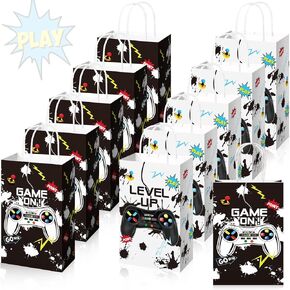 Saypacck 30 Pcs Video Game Gift Bags Level up Paper Handbag Goodie Bag with Handle Party Favors for Girl Boy Birthday