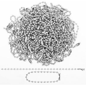 100PCS Stainless Steel Ball Chain, 4 Inch Ball Chain Necklace Bulk Silver Ball Bead Chain Connector Clasp Extension Keychain Tag Key Rings Dog Tag Chains for Jewelry Making DIY Crafts (Silver)