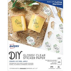 ورقة ملصقات قابلة للطباعة Avery ، 8.5 "× 11" ، طابعات ليزر وحبر النبر ، ملصقات لامعة ، 7 صفائح ملصقات (4397)