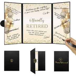 Darunaxy Black Gold Retirement Party Decoritations ، Dressured Signative Signative Signative Book for Men Women Happy Happy Retirement Higding Card Board for Retirement Wavewell Party Supplies