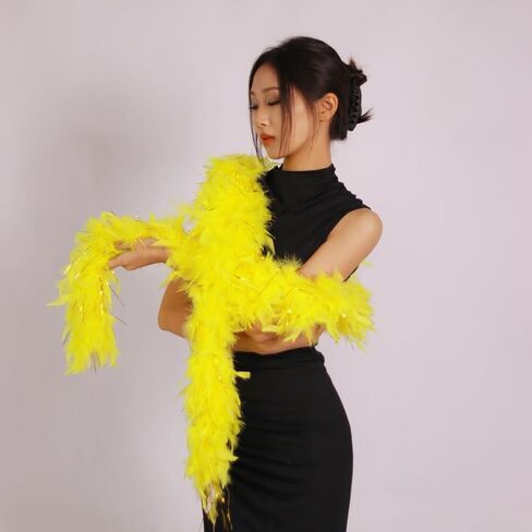 65G تركيا تشاندل ريشة بوا لحفلات الحفلات ، الهالوين ، الزفاف ، القطع المركزية ، الحفلات الموسيقية ، الأزياء ، فستان ، زخرفة المنزل (نيون أصفر) in Kuwait