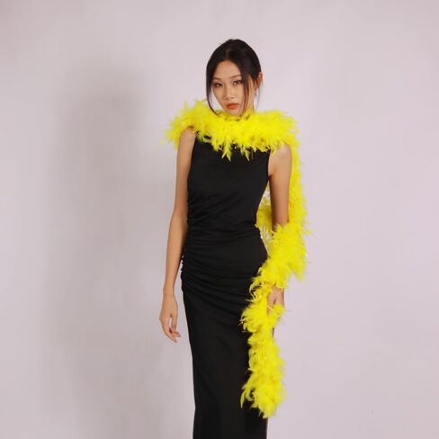 65G تركيا تشاندل ريشة بوا لحفلات الحفلات ، الهالوين ، الزفاف ، القطع المركزية ، الحفلات الموسيقية ، الأزياء ، فستان ، زخرفة المنزل (نيون أصفر) in Kuwait