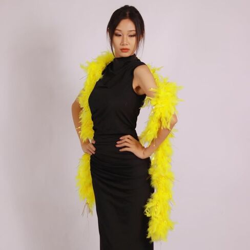 65G تركيا تشاندل ريشة بوا لحفلات الحفلات ، الهالوين ، الزفاف ، القطع المركزية ، الحفلات الموسيقية ، الأزياء ، فستان ، زخرفة المنزل (نيون أصفر) in Kuwait