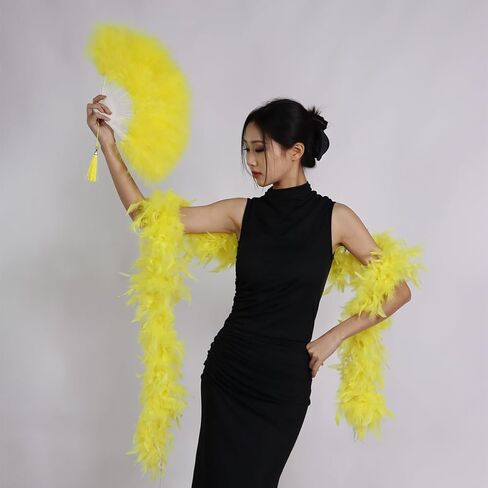 65G تركيا تشاندل ريشة بوا لحفلات الحفلات ، الهالوين ، الزفاف ، القطع المركزية ، الحفلات الموسيقية ، الأزياء ، فستان ، زخرفة المنزل (نيون أصفر) in Kuwait