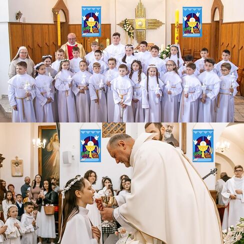 First Compleinion Banner Kit for Boys Girls Catholic Craft Pack First Holy Compleion Banner Banner Kits DIY Holy Compleion Banner Church و Sunday School Crafts for Kids First Complet in Kuwait