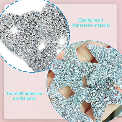 16Pcs Silver Star Heart Rhinestone Patches,Iron on Heart Patches for Clothing,Applique Star Patches Rhinestone Glitter Heart Patches for Clothing Repair Decorative,DIY Craft Making(4Sizes) in Saudi Arabia