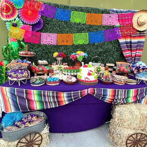 JOHOUSE 2 Packs Mexican Party Decoration, 18 Feet Plastic Papel Picado Fiesta Banner Cinco de Mayo Garland for Mexican Birthday Party Supplies in Saudi Arabia
