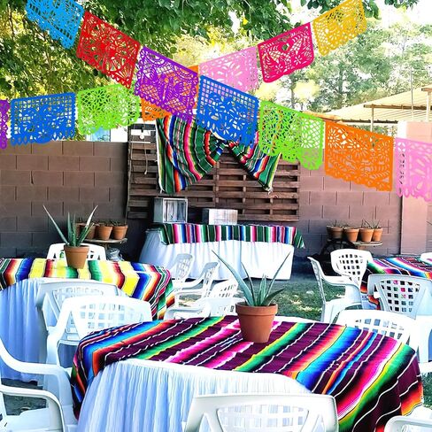 JOHOUSE 2 Packs Mexican Party Decoration, 18 Feet Plastic Papel Picado Fiesta Banner Cinco de Mayo Garland for Mexican Birthday Party Supplies in Saudi Arabia