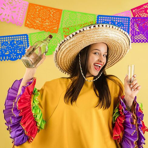 JOHOUSE 2 Packs Mexican Party Decoration, 18 Feet Plastic Papel Picado Fiesta Banner Cinco de Mayo Garland for Mexican Birthday Party Supplies in Saudi Arabia
