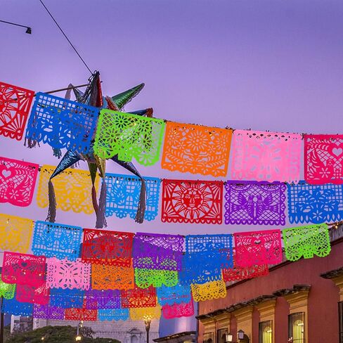 JOHOUSE 2 Packs Mexican Party Decoration, 18 Feet Plastic Papel Picado Fiesta Banner Cinco de Mayo Garland for Mexican Birthday Party Supplies in Saudi Arabia