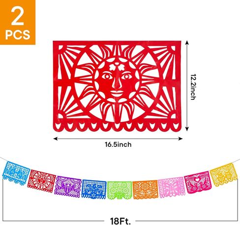 JOHOUSE 2 Packs Mexican Party Decoration, 18 Feet Plastic Papel Picado Fiesta Banner Cinco de Mayo Garland for Mexican Birthday Party Supplies in Saudi Arabia