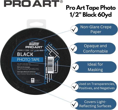 Pro Art Photo Tape, 1/2-inch x 60-Yard Roll, Black in Saudi Arabia
