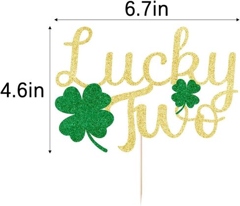 Happy Birthday Cake Topper for St. Patrick's Day - Shamrock Decor, Patrick's Day Theme Birthday Decorations Party Supplies for Boys Girl Gold Glitter (golden) in Saudi Arabia