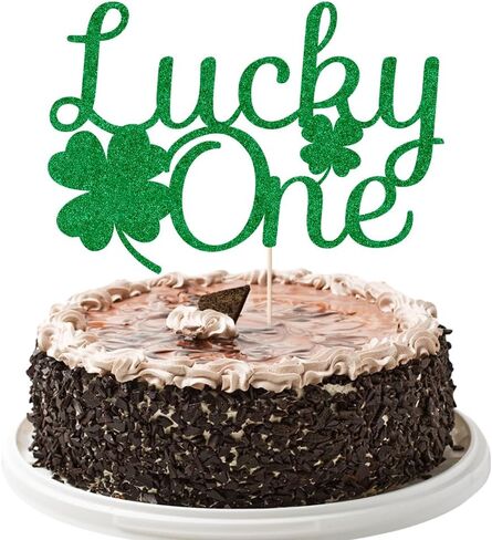Happy Birthday Cake Topper for St. Patrick's Day - Shamrock Decor, Patrick's Day Theme Birthday Decorations Party Supplies for Boys Girl Gold Glitter (golden) in Saudi Arabia
