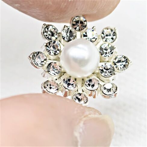 30PCS Rhinestone Pearl Button Accessories Jewelry Decoration Embellishment Alloy Jewelry Decoration DIY Handmade Accessories for Bouquet Decoration Home Decor (Silver Pearl) in Saudi Arabia