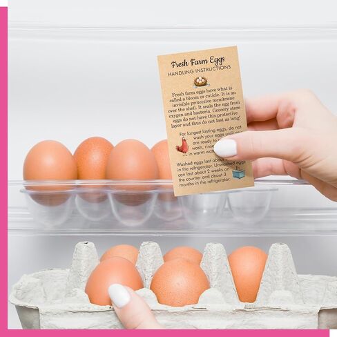 200 PCS Fresh Farm Egg Handling Instruction Cards, Double-sided Printing Egg Carton Stamp Bulk with Washed/Unwashed Fresh Egg Care Accessories Card Labels for Farm Fresh Eggs (3.5" x 2") in Kuwait
