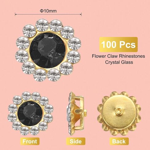 uxcell 100pcs Sew on Rhinestones, 12mm Flower Claw Rhinestones Crystal Glass Metal Base Sewing Gems Buttons for Sewing Accessories Clothes Shoes Earring Belt Crafts, Dark Green in Saudi Arabia