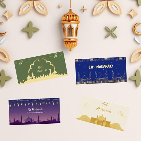 10 Eid Mubarak Envelopes Eidi Envelopes for Cash for Kids for Eid Al-Fitr or Eid Al-Adha 6.3" x 3.1" (Blue) in Saudi Arabia
