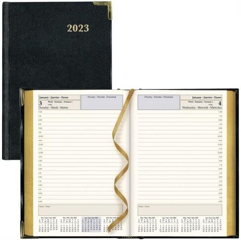 Brownline® 2025 Daily Daily Planner ، كتاب المواعيد ، 12 شهرًا ، من يناير إلى ديسمبر ، ملزمة مخيط ، 7.125 "× 4.875" ، أسود ، ثلاثي اللغات (CBE504-25) in Kuwait